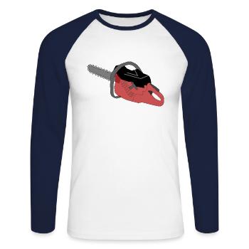 Tronçonneuse - T-shirt baseball manches longues Homme - blanc/marine - Devant - Nik (191cm)