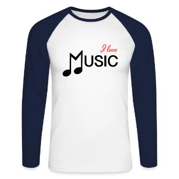 Notes de musique cadeau instrument de chant amour - T-shirt baseball manches longues Homme - blanc/marine - Devant - Nik (191cm)