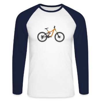 Vélo de descente, vélo de montagne, vélo - T-shirt baseball manches longues Homme - blanc/marine - Devant - Nik (191cm)
