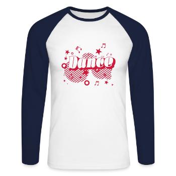 danse folle - T-shirt baseball manches longues Homme - blanc/marine - Devant - Nik (191cm)