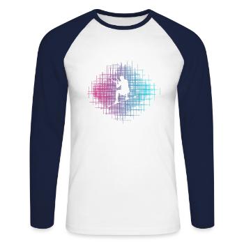 Kite - Unisex Baseballshirt langarm - Weiß/Navy - Vorne - Nik (191cm)
