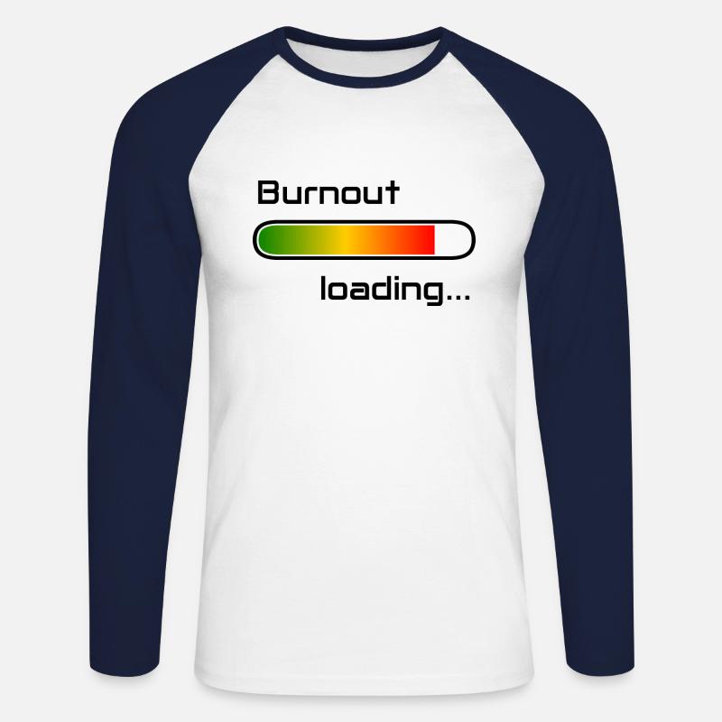 burnout loading, burnout lädt, Burnoutbalken - Unisex Baseballshirt langarm - Weiß/Navy
