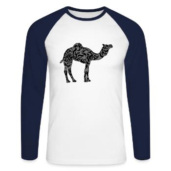 Schönes Muster Kamel Silhouette Umriss Schwarz - Unisex Baseballshirt langarm - Weiß/Navy - Vorne - Nik (191cm)