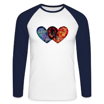 Heart by heart / Herz an herz - Unisex Baseballshirt langarm - Weiß/Navy - Vorne - Nik (191cm)