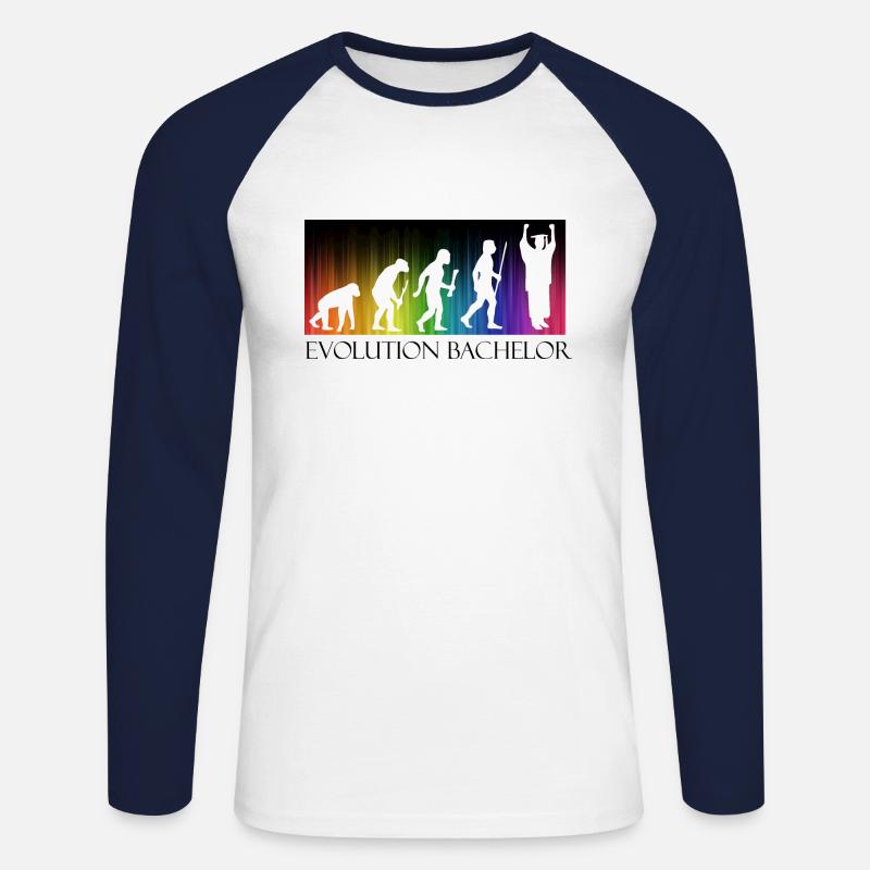 Evolution Bachelor - Unisex Baseballshirt langarm - Weiß/Navy