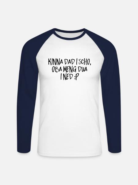 Dialecte Autriche lettrage Bavière - T-shirt baseball manches longues Homme - blanc/marine
