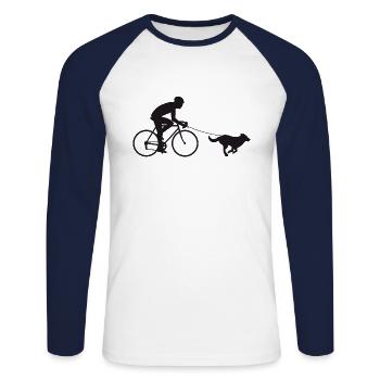 Bicycle with dog - Unisex Long Sleeve Baseball T-Shirt - white/navy - Front - Nik (191cm)