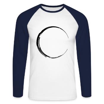 Symbol Circle Grunge Shape - Unisex Long Sleeve Baseball T-Shirt - white/navy - Front - Nik (191cm)