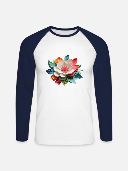 Blossom Joy - Unisex Long Sleeve Baseball T-Shirt - white/navy