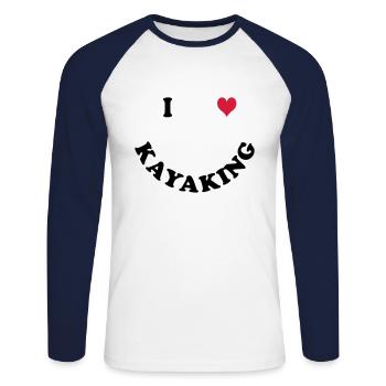 Kajak - T-shirt baseball manches longues Homme - blanc/marine - Devant - Nik (191cm)
