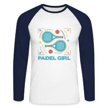 Joueuse de Padel Padel Filles Femmes Padel - T-shirt baseball manches longues Homme - blanc/marine - Devant - Nik (191cm)
