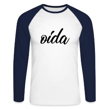 oida - Unisex Baseballshirt langarm - Weiß/Navy - Vorne - Nik (191cm)