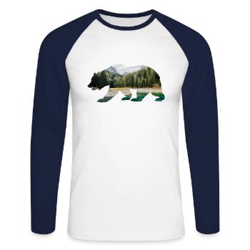 Bear forest Canada Alps - Unisex Long Sleeve Baseball T-Shirt - white/navy - Front - Nik (191cm)