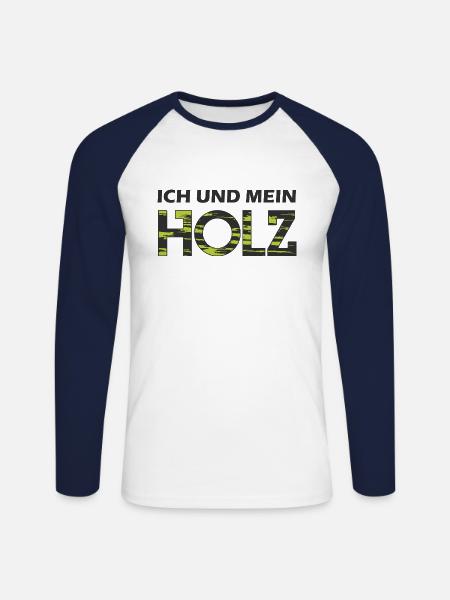 Moi et mon bois - T-shirt baseball manches longues Homme - blanc/marine