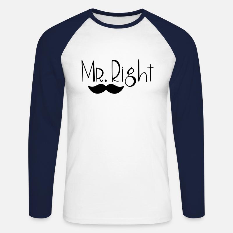 Mr. Right - Unisex Baseballshirt langarm - Weiß/Navy