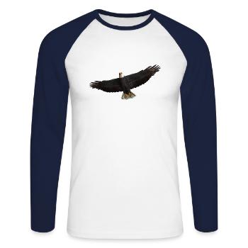 White-tailed Eagle - Unisex Long Sleeve Baseball T-Shirt - white/navy - Front - Nik (191cm)