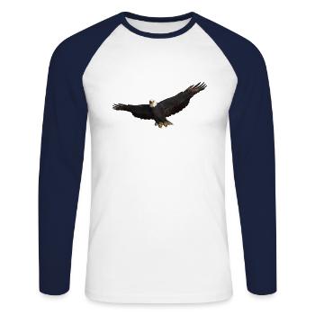 Aigle de mer Oiseau de proie Aigle - T-shirt baseball manches longues Homme - blanc/marine - Devant - Nik (191cm)