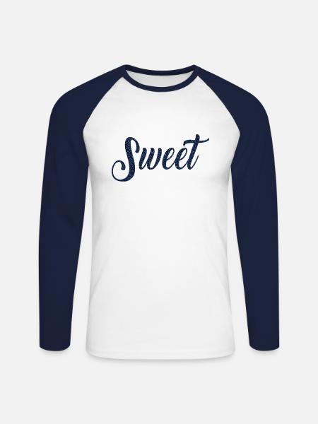 Idée cadeau douce et sincère - T-shirt baseball manches longues Homme - blanc/marine