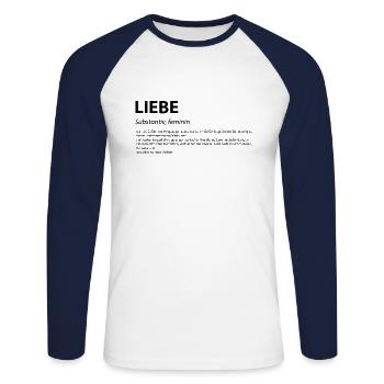 Wort Definition Liebe Geschenk Idee - Unisex Baseballshirt langarm - Weiß/Navy - Vorne - Nik (191cm)