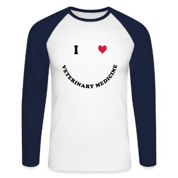 Veterinary medicine - Unisex Long Sleeve Baseball T-Shirt - white/navy - Front - Nik (191cm)