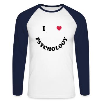 Psychology - Unisex Long Sleeve Baseball T-Shirt - white/navy - Front - Nik (191cm)