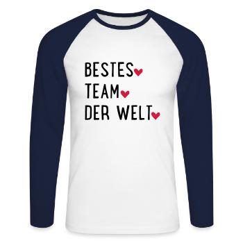 Bestes Team der Welt - Unisex Baseballshirt langarm - Weiß/Navy - Vorne - Nik (191cm)