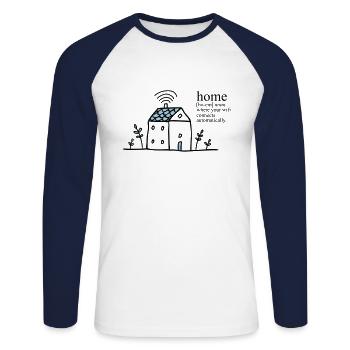 La maison est où votre connexion Wi-Fi se connecte automatiquement - T-shirt baseball manches longues Homme - blanc/marine - Devant - Nik (191cm)