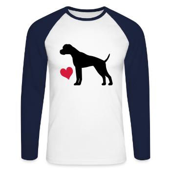 Boxer - T-shirt baseball manches longues Homme - blanc/marine - Devant - Nik (191cm)