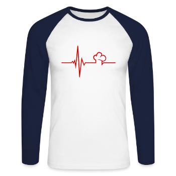 Koch - Puls - Unisex Baseballshirt langarm - Weiß/Navy - Vorne - Nik (191cm)