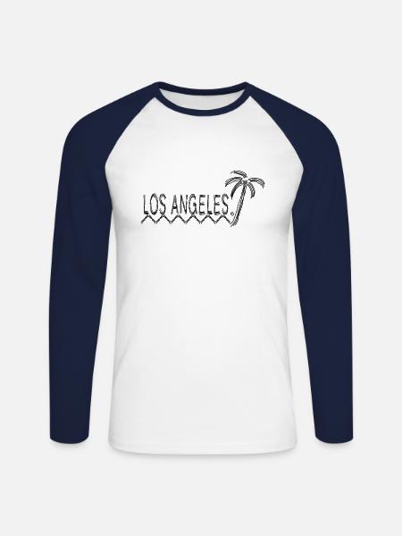 los Angeles - Unisex Long Sleeve Baseball T-Shirt - white/navy