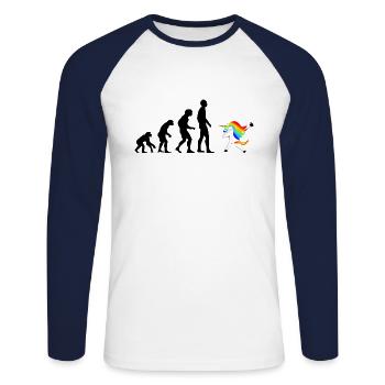 Evolution Dab Dabbing Licorne Unicorn - T-shirt baseball manches longues Homme - blanc/marine - Devant - Nik (191cm)