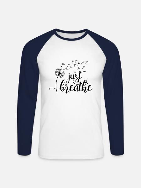 Just Breathe - Unisex Baseballshirt langarm - Weiß/Navy