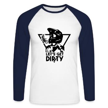 Dirt Bike - Unisex Baseballshirt langarm - Weiß/Navy - Vorne - Nik (191cm)
