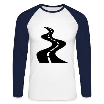 Straße - Unisex Baseballshirt langarm - Weiß/Navy - Vorne - Nik (191cm)