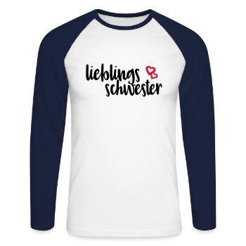 Lieblingsschwester Geschwisterliebe Geschenk - Unisex Baseballshirt langarm - Weiß/Navy - Vorne - Nik (191cm)