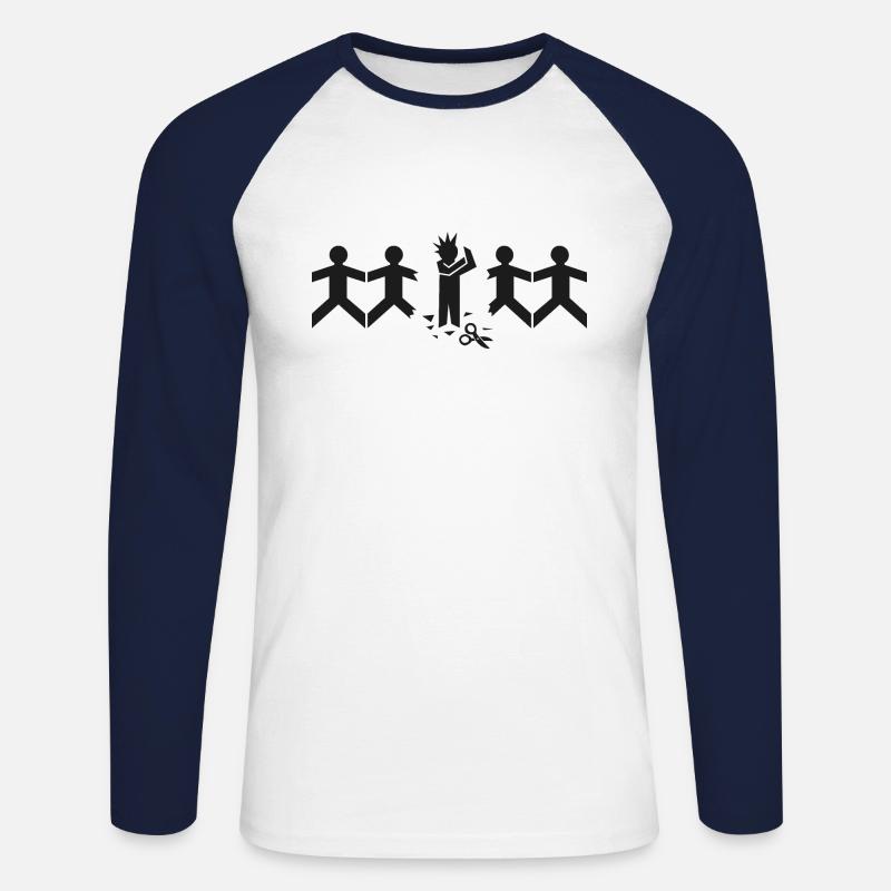 Punk Strichmännchen | Coole Geschenkidee - Unisex Baseballshirt langarm - Weiß/Navy