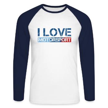 Love Motorsport Shirt Geschenk - Unisex Baseballshirt langarm - Weiß/Navy - Vorne - Nik (191cm)