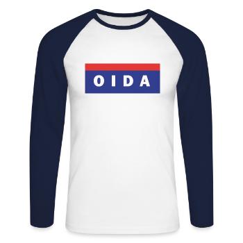 Old Oida police Vienna Autriche - T-shirt baseball manches longues Homme - blanc/marine - Devant - Nik (191cm)