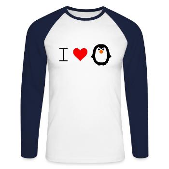Pinguin - Unisex Baseballshirt langarm - Weiß/Navy - Vorne - Nik (191cm)