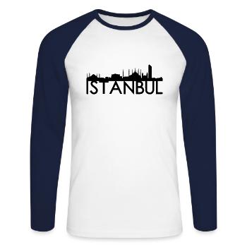 Istanbul Türkei Skyline Geschenk Idee - Unisex Baseballshirt langarm - Weiß/Navy - Vorne - Nik (191cm)