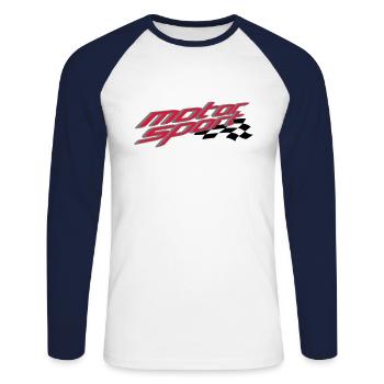 Course automobile - T-shirt baseball manches longues Homme - blanc/marine - Devant - Nik (191cm)