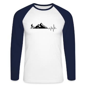 Heartbeat Mountain VTT VTT Vélo - T-shirt baseball manches longues Homme - blanc/marine - Devant - Nik (191cm)