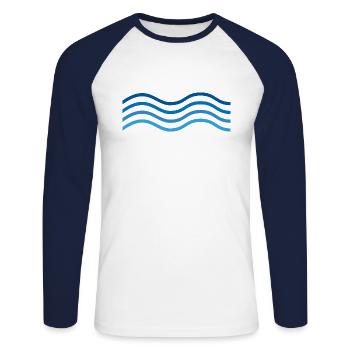 Vacances d'eau de vague - T-shirt baseball manches longues Homme - blanc/marine - Devant - Nik (191cm)
