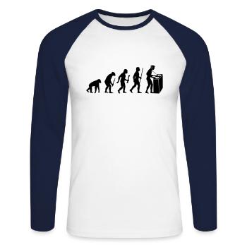 Evolution Techno - T-shirt baseball manches longues Homme - blanc/marine - Devant - Nik (191cm)