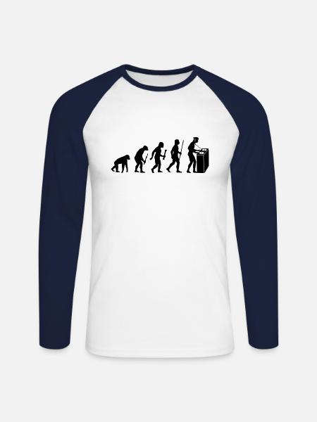 Evolution Techno - Unisex Baseballshirt langarm - Weiß/Navy