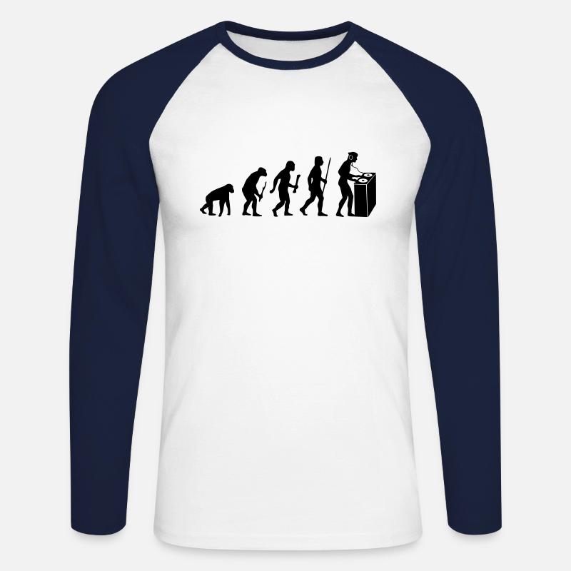 Evolution Techno - Unisex Baseballshirt langarm - Weiß/Navy