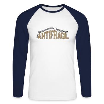 Antifragil - T-shirt baseball manches longues Homme - blanc/marine - Devant - Nik (191cm)