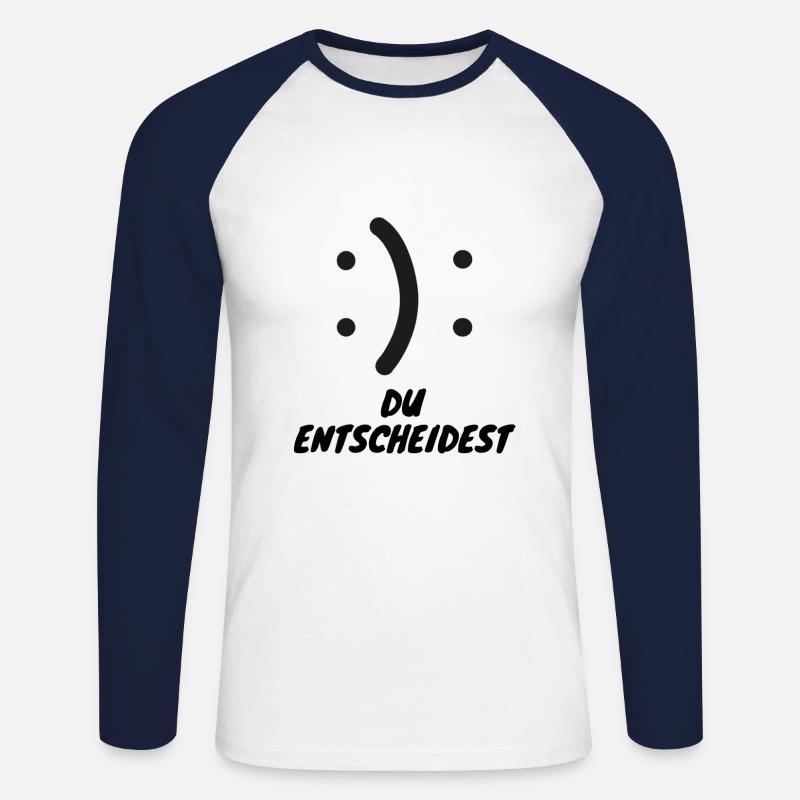 Du entscheidest ob du Glücklich bist oder nicht :) - Unisex Baseballshirt langarm - Weiß/Navy