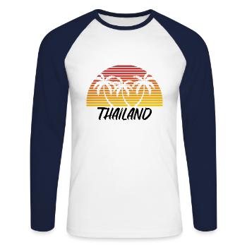Thailand - Unisex Long Sleeve Baseball T-Shirt - white/navy - Front - Nik (191cm)