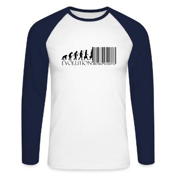 Evolution Code à barres Numérisation - T-shirt baseball manches longues Homme - blanc/marine - Devant - Nik (191cm)